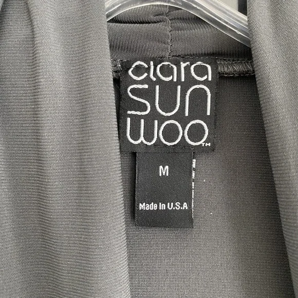 Clara Sunwoo Blouse Top Women Sz M Gray Lagenlook Long Sleeve Wrinkle Free - Picture 3 of 9